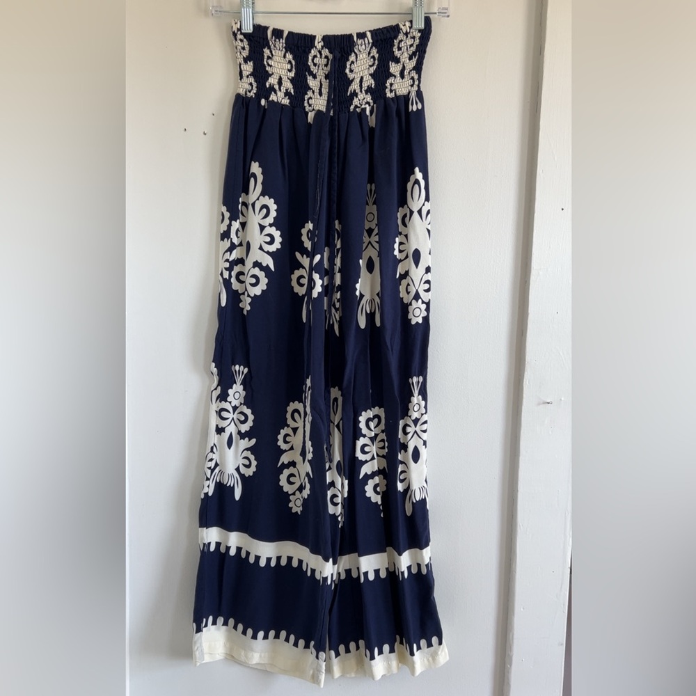 Navy and White Patterned Pants
